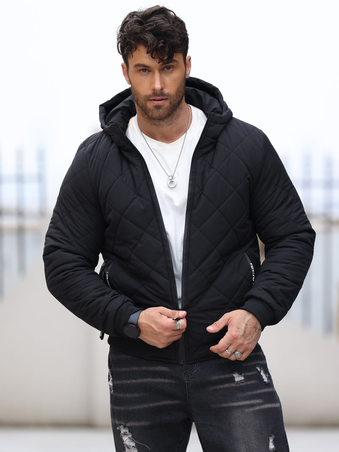 Veste d'hiver matelassée unie élégante pour hommes | Parfaite pour l'hiver