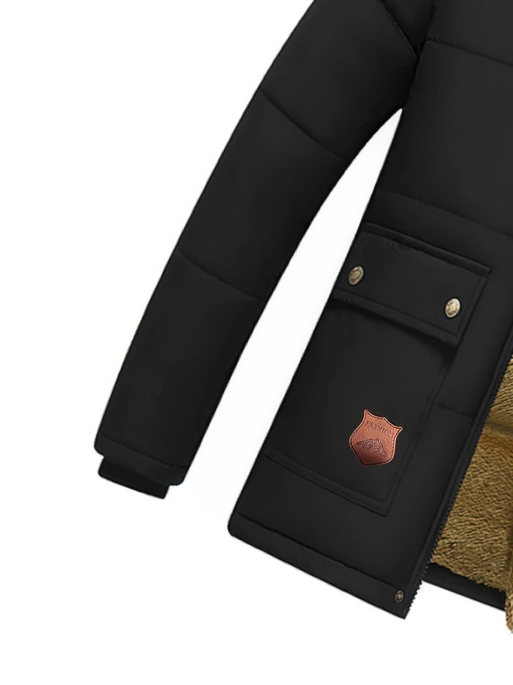 Veste d'hiver décontractée en polyester à capuche pour hommes | Parfaite pour les activités de plein air