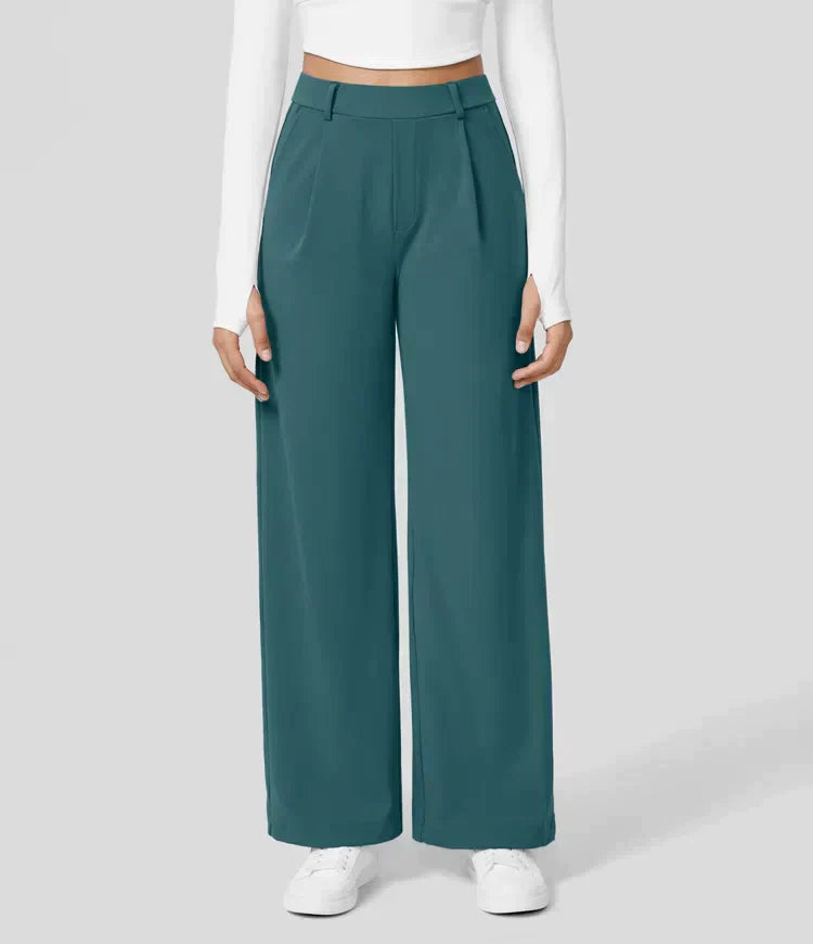 Elegante pantaloni da donna a gamba larga – vita alta, adatti per business e casual