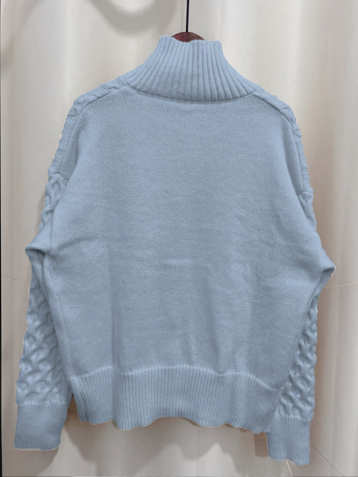 Casandra - Cardigan tressé décontracté avec fermeture éclair pour femmes