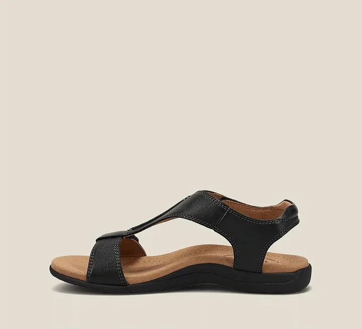 Damen Sommer Sandalen mit Reißverschluss – Bequeme T-Steg Sandalen mit weichem Fußbett & rutschfester Sohle