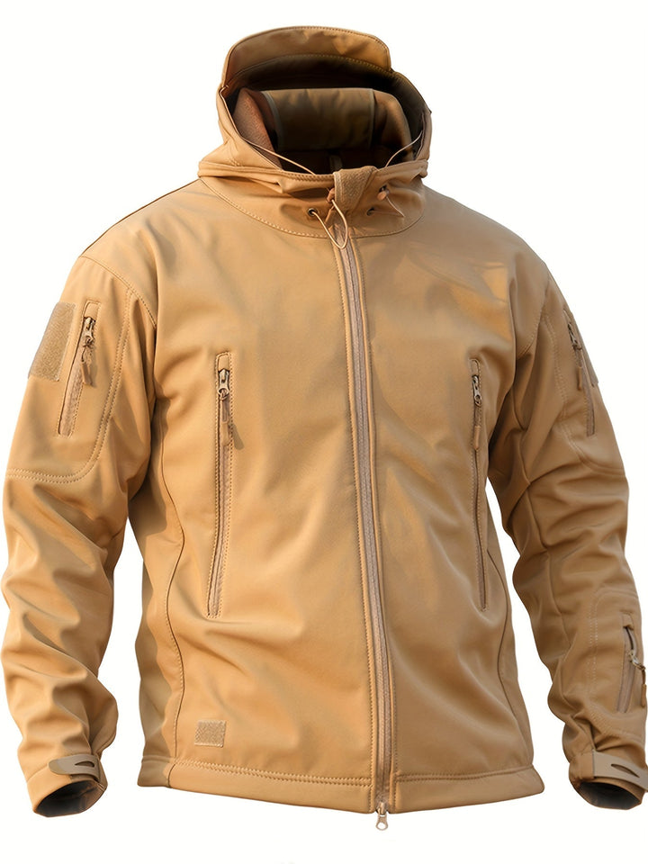 Veste à capuche tactique en polaire softshell avec poches zippées pour hommes | Parfaite pour les activités de plein air