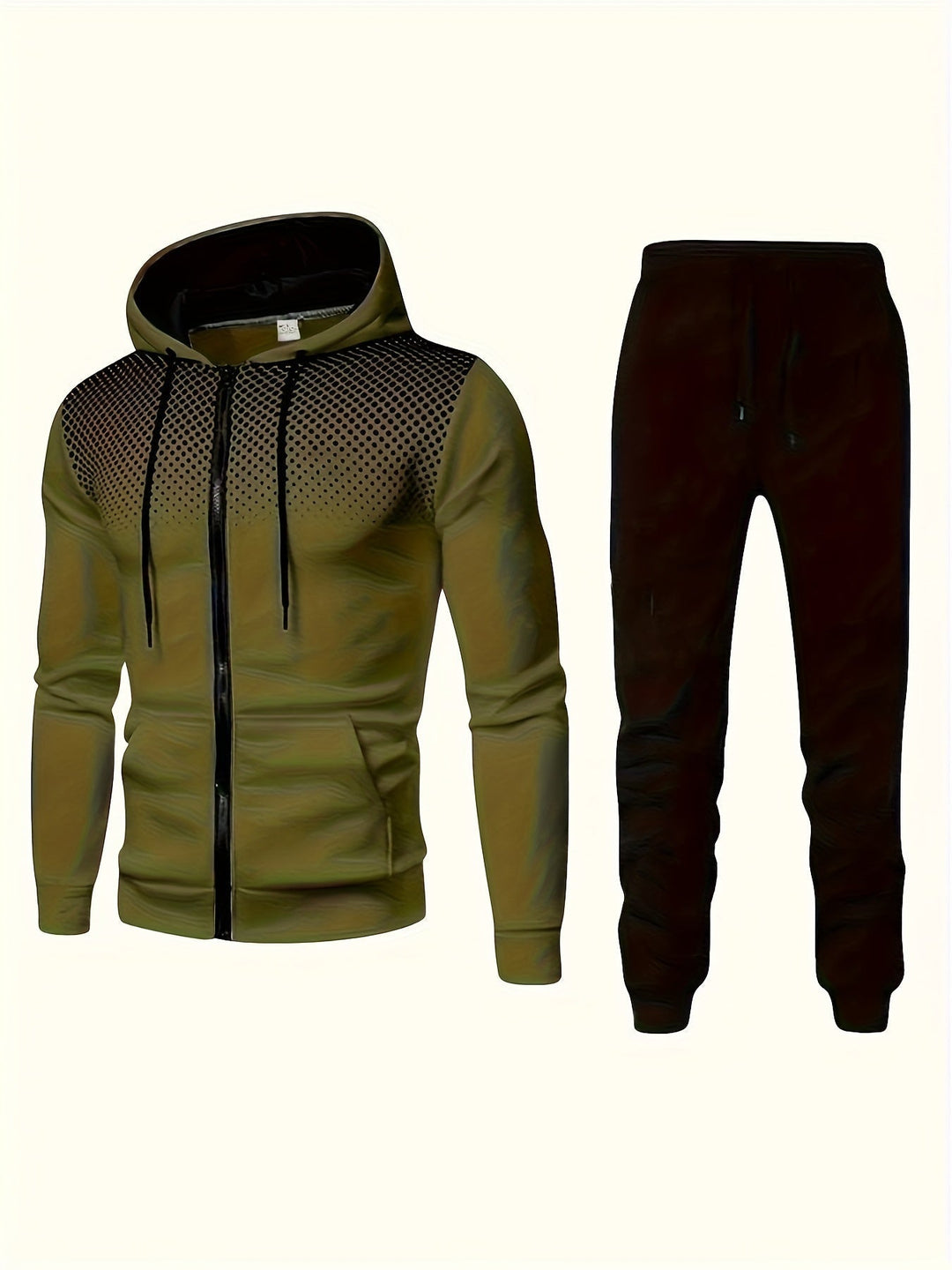 Casual fleece sweatshirt tracksuit with hood, long-sleeved and drawstring pants for men | Perfect for leisure activities