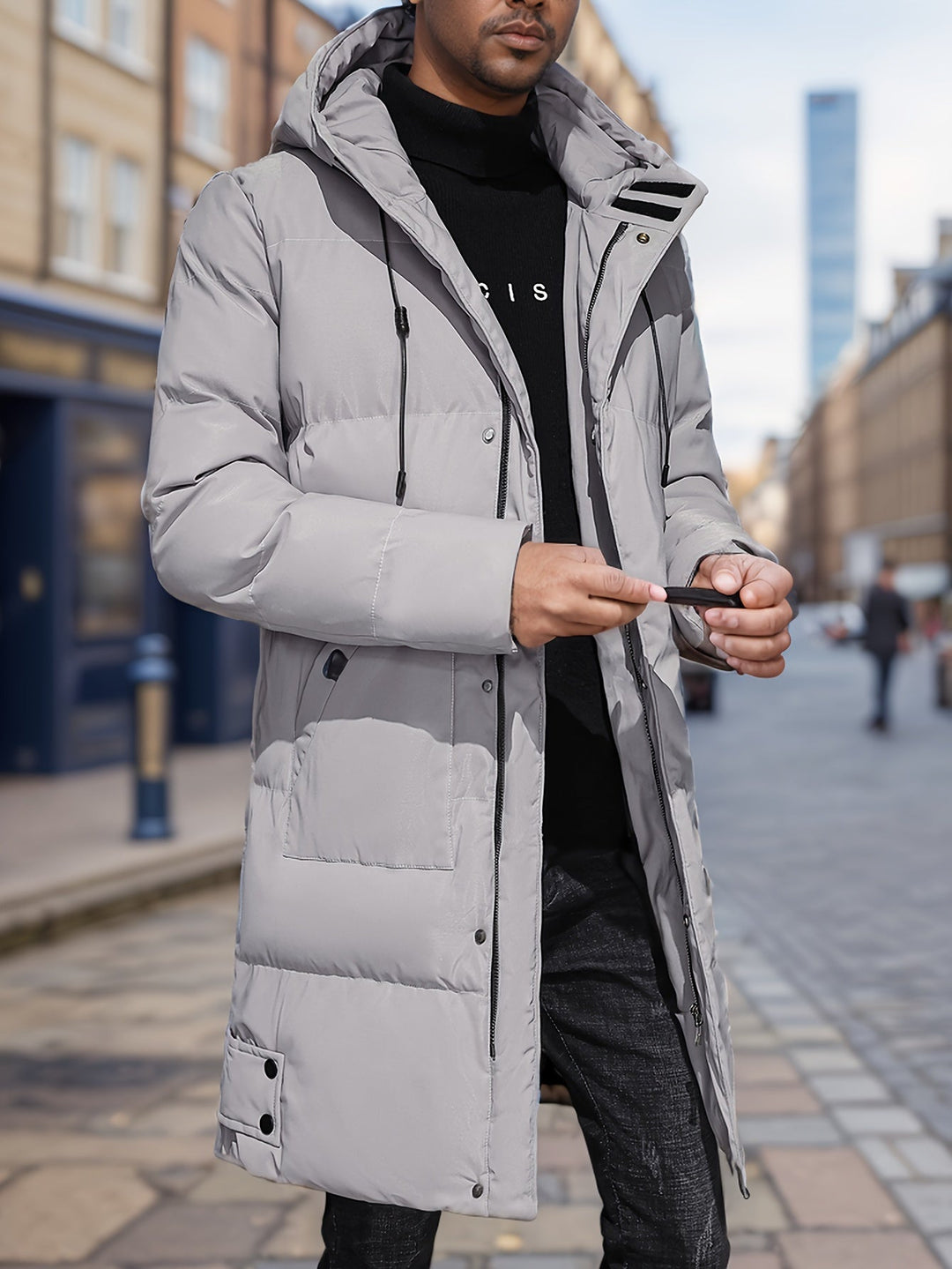 Veste d'hiver matelassée à capuche zippée décontractée pour hommes | Parfaite pour les activités de plein air