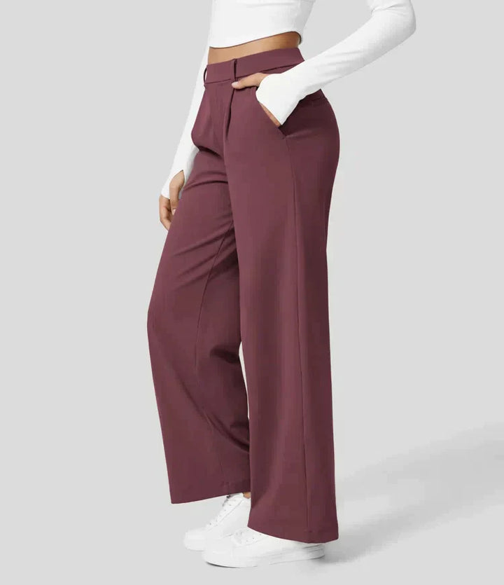 Elegante pantaloni da donna a gamba larga – vita alta, adatti per business e casual