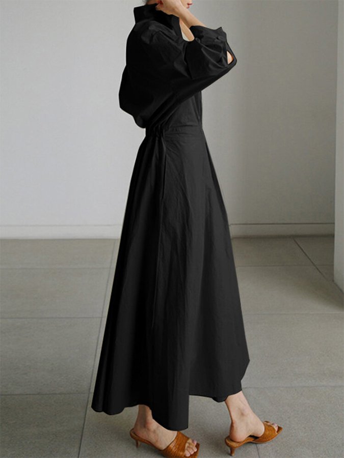 Oversized Hemdkleid für Damen – Minimalistisches Langkleid mit Kragen & weitem A-Linien Schnitt für Frühling & Sommer
