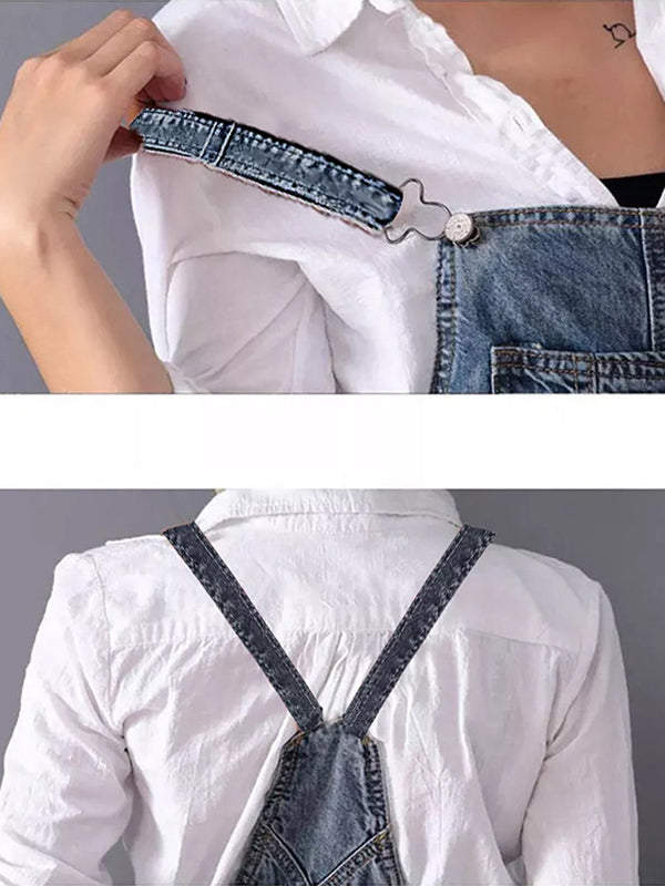 Combinaison en jean vintage pour femmes – Salopette décontractée avec bretelles réglables et aspect usé