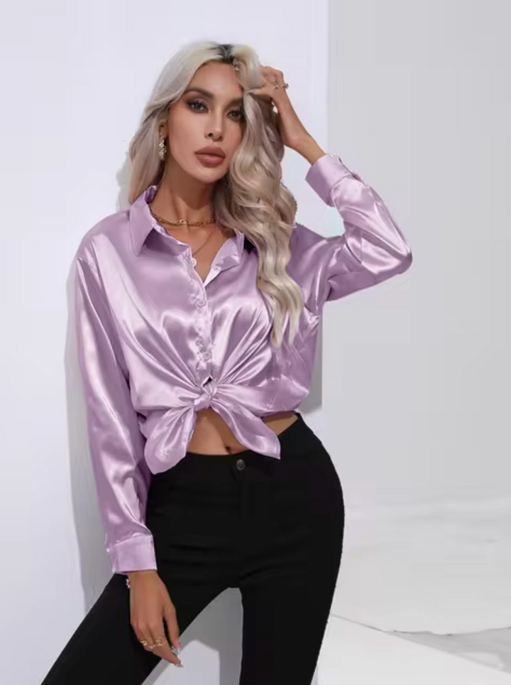 Annika - Camicia a maniche lunghe in raso