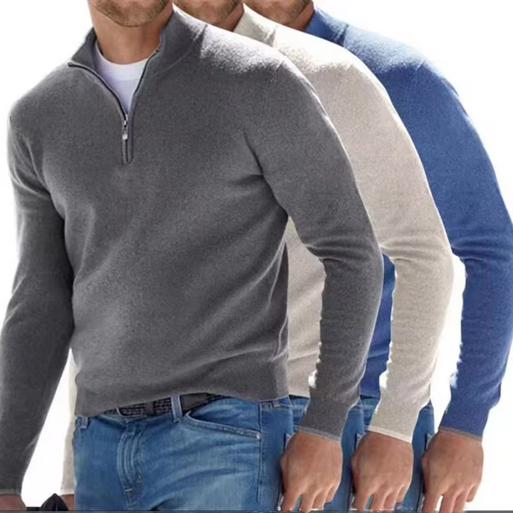 Maglione classico in maglia con cerniera e collo alto