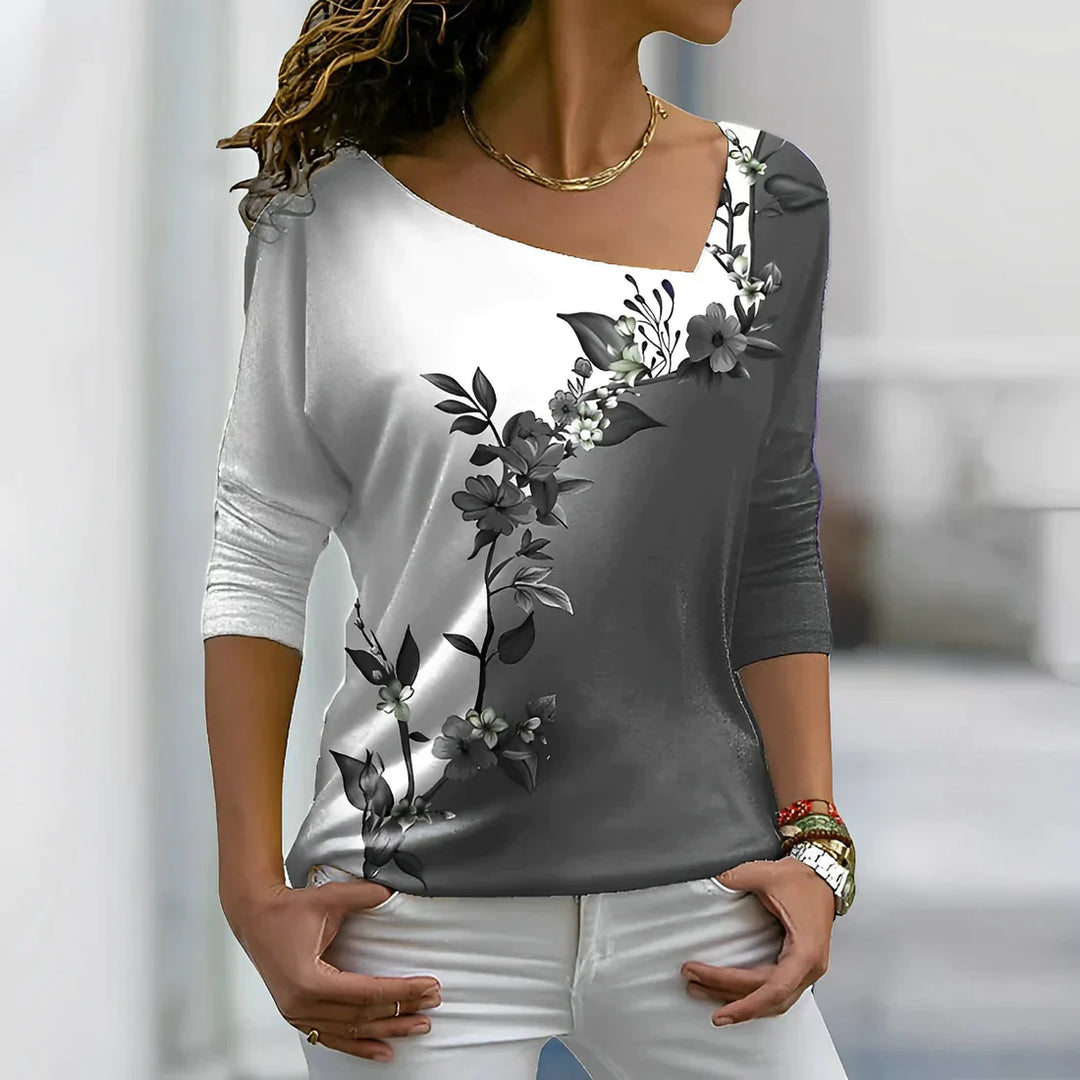 Octavia - Chemise artistique florale aux couleurs contrastées
