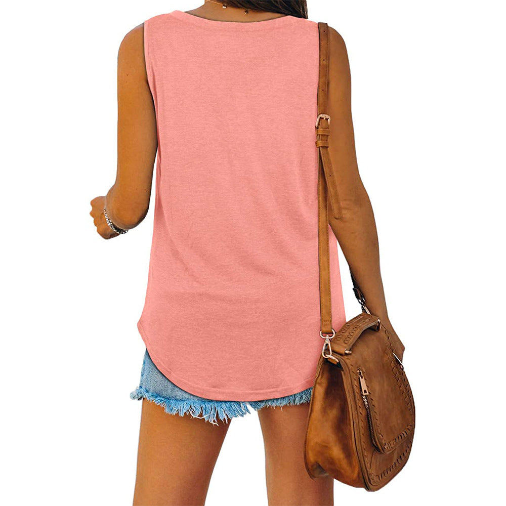 Damen Tanktop mit V-Ausschnitt – Lockeres ärmelloses Basic Shirt für Sommer & Freizeit