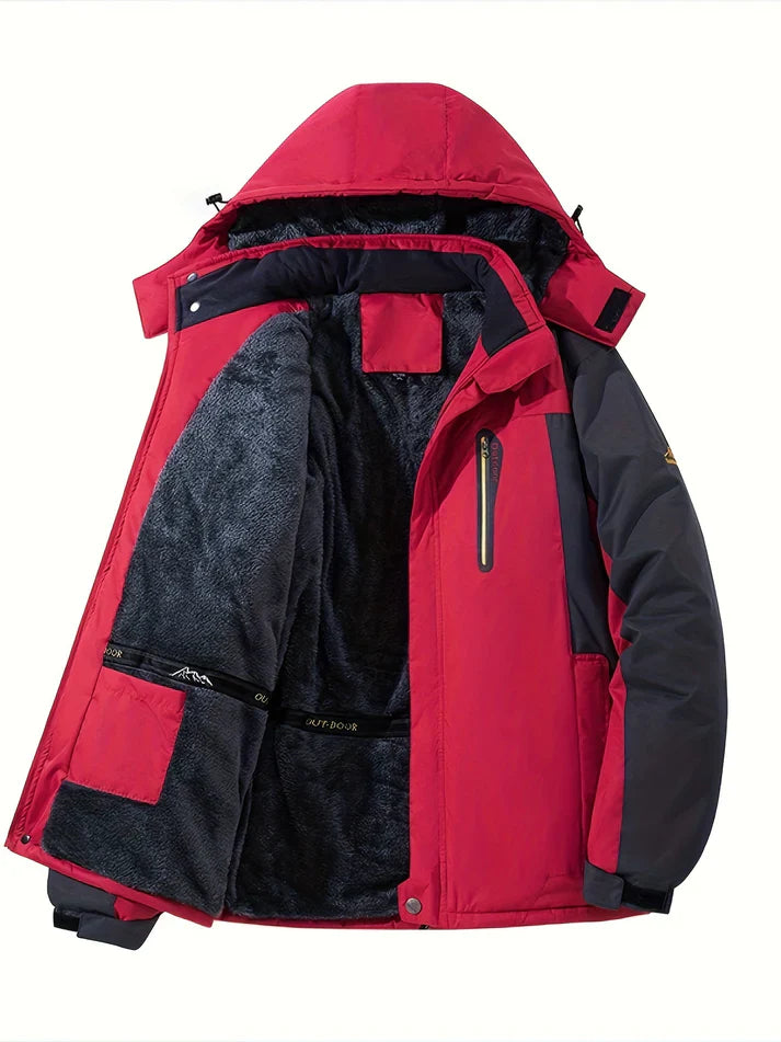Veste d'hiver pour hommes avec poche à rabat en polaire à fermeture à bouton chaud | Parfait pour les activités de plein air