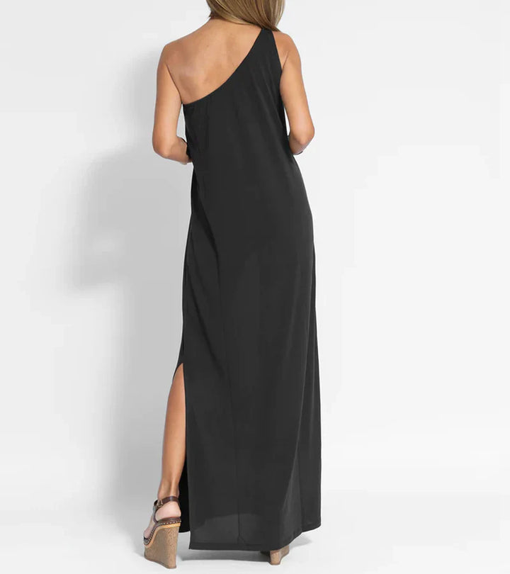 Abito lungo monospalla da donna – elegante vestito estivo per spiaggia e sera