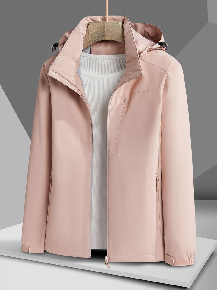 Giacca in pile invernale elegante e impermeabile con cappuccio per donna | Perfetta per attività all'aperto