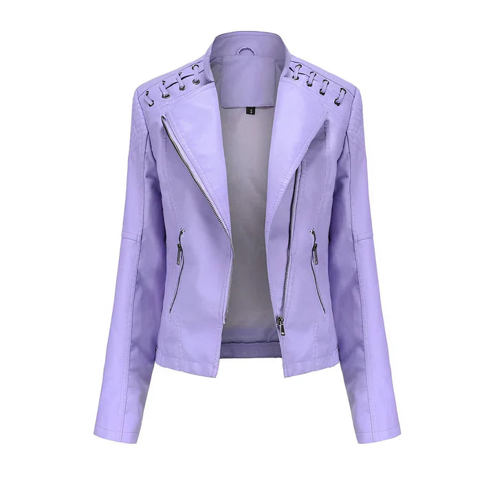 Arline - veste en cuir PU avec fermeture à glissière