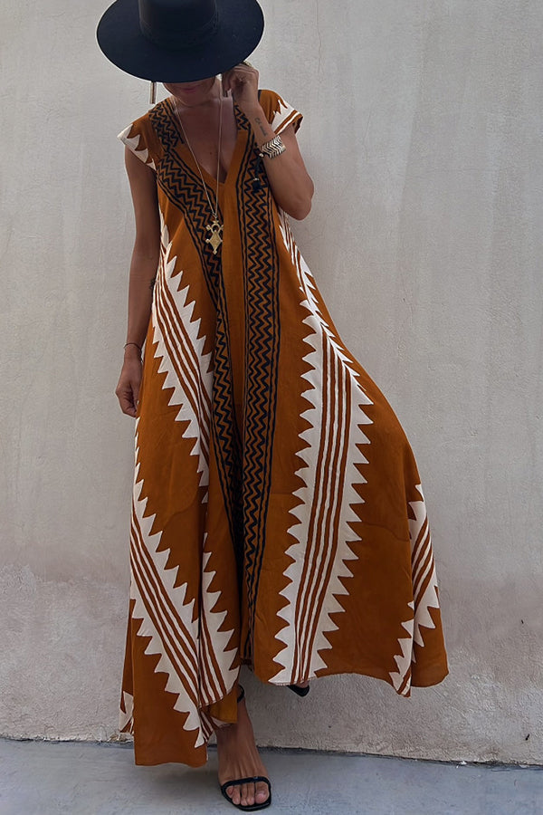 ISA - Robe maxi à imprimé ethnique (en 7 couleurs)