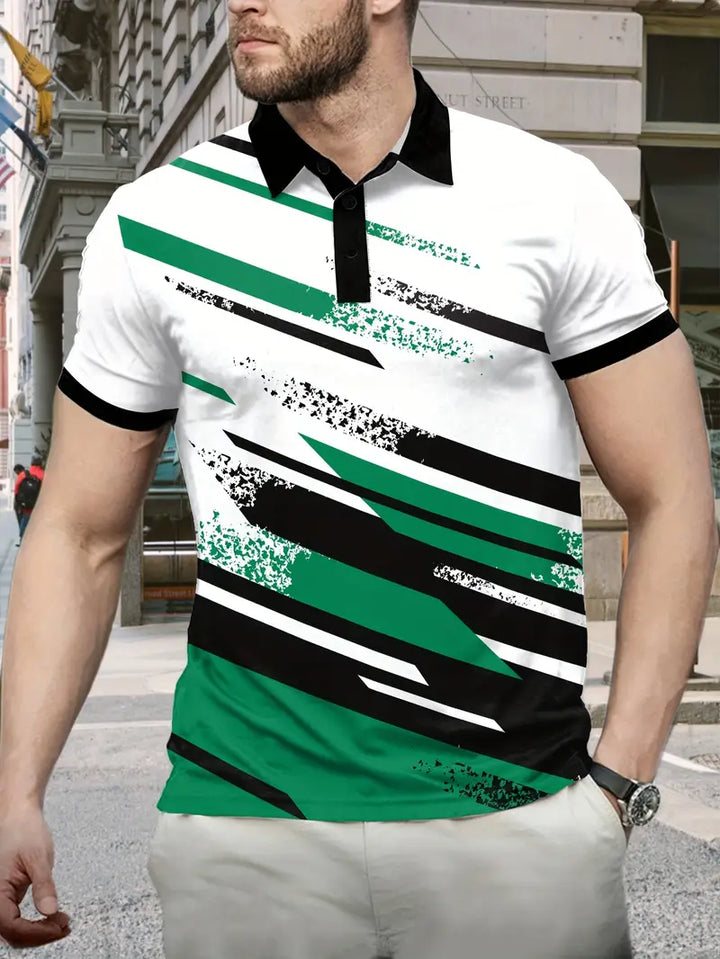 Polo homme avec impression graphique – Polo moderne à manches courtes avec col pour loisirs, streetwear & été