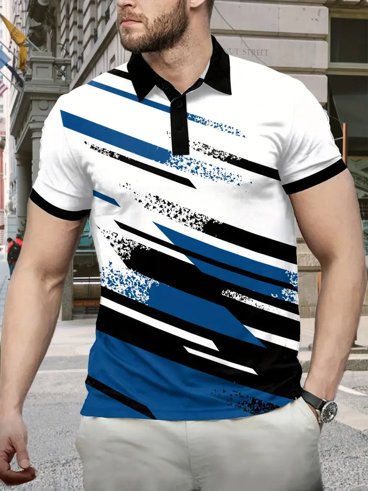 Polo homme avec impression graphique – Polo moderne à manches courtes avec col pour loisirs, streetwear & été