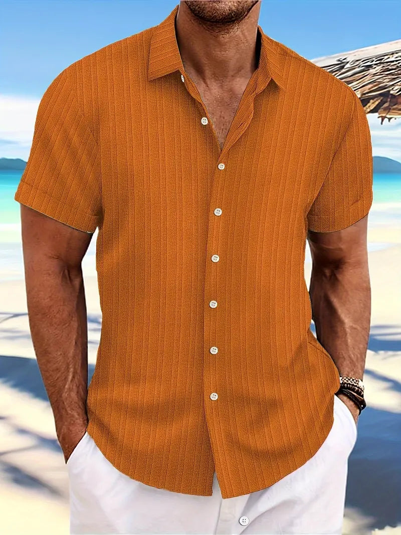 Chemise légère à manches courtes pour homme avec col – T-shirt décontracté estival style plage et vacances