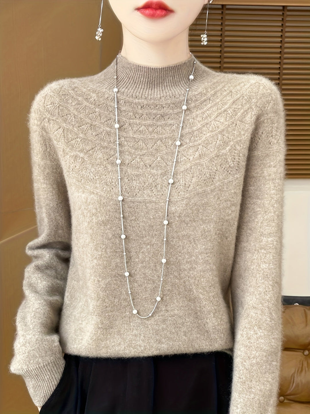 Ausschnitt Wollstrickpullover Pullover Damen | Für den Alltag
