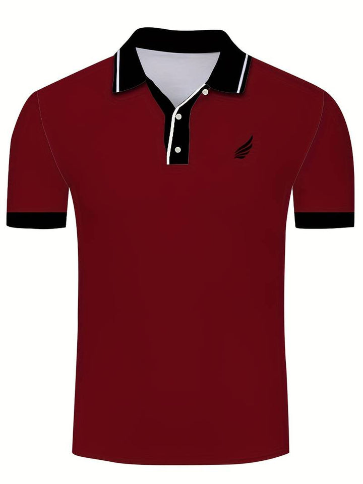 Polo homme avec col contrasté et broderie logo – Polo manches courtes pour loisirs, business casual et tenues d'été