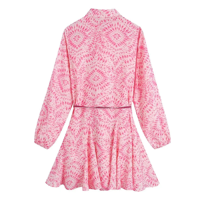 Vestito rosa con cintura