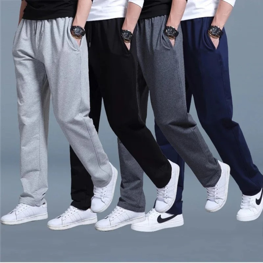 Pantalon de jogging homme avec cordon de serrage – Pantalon de loisirs confortable avec jambe droite et taille élastique pour le quotidien et le sport