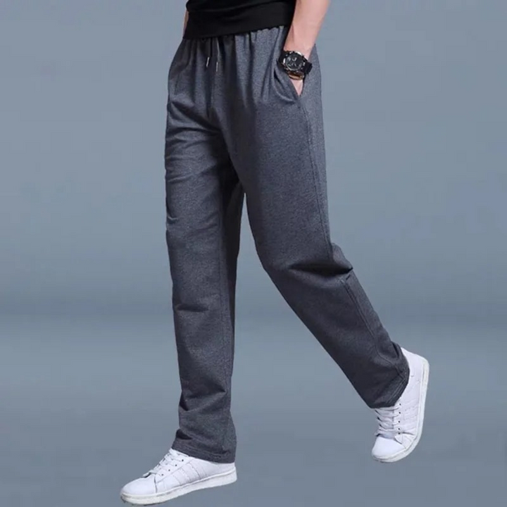 Pantalon de jogging homme avec cordon de serrage – Pantalon de loisirs confortable avec jambe droite et taille élastique pour le quotidien et le sport