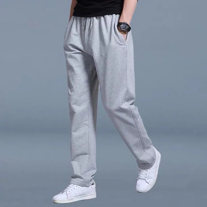 Pantalon de jogging homme avec cordon de serrage – Pantalon de loisirs confortable avec jambe droite et taille élastique pour le quotidien et le sport