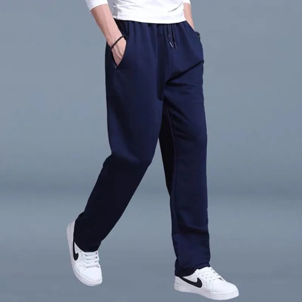 Pantalon de jogging homme avec cordon de serrage – Pantalon de loisirs confortable avec jambe droite et taille élastique pour le quotidien et le sport