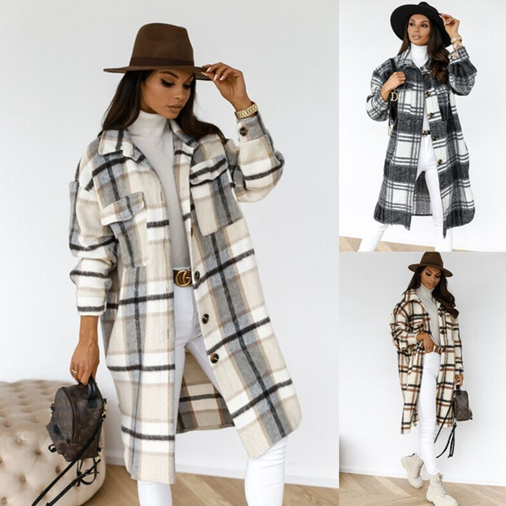 Luciana - Cappotto invernale lungo a quadri