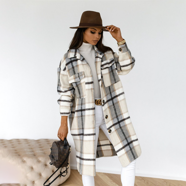 Luciana - Cappotto invernale lungo a quadri