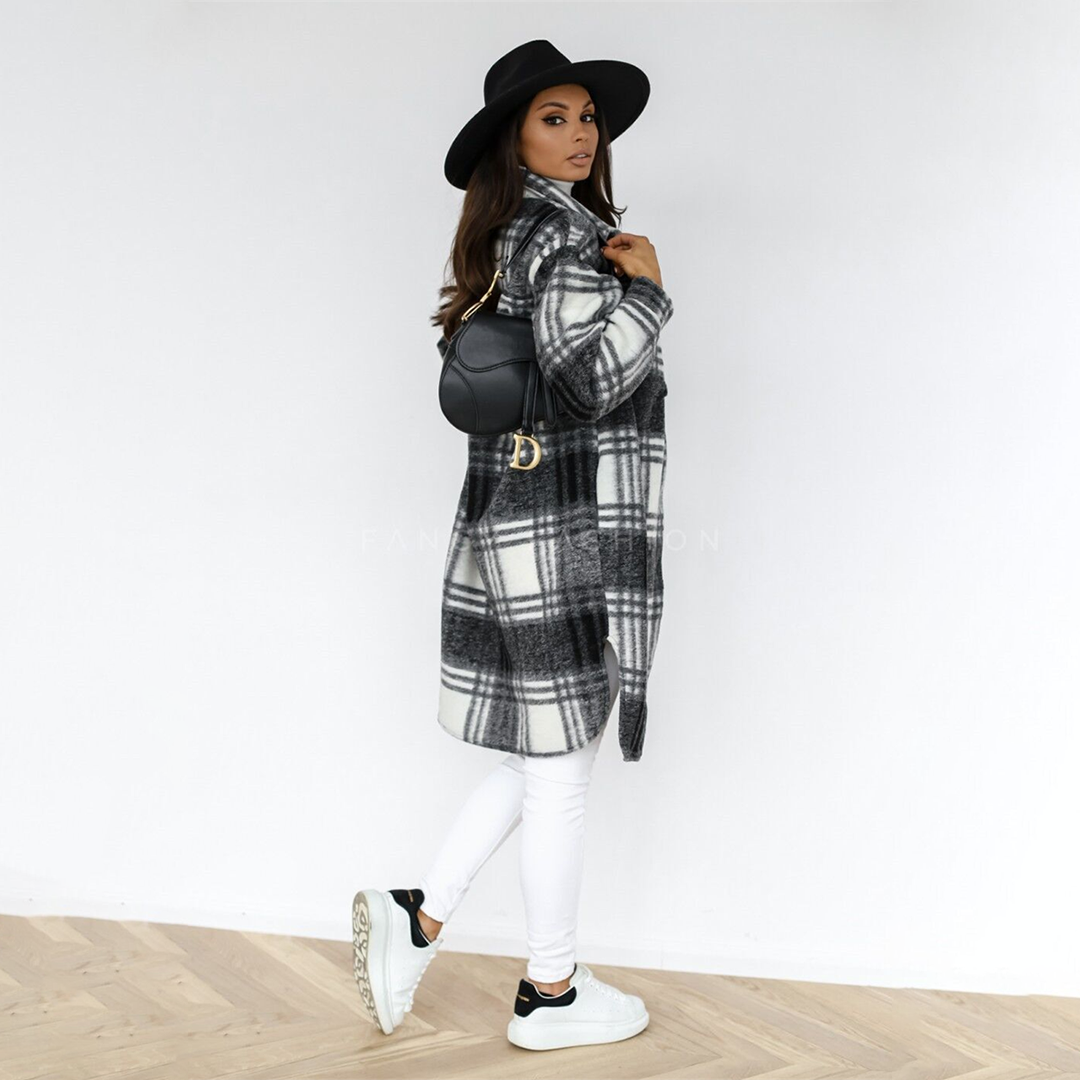 Luciana - Cappotto invernale lungo a quadri