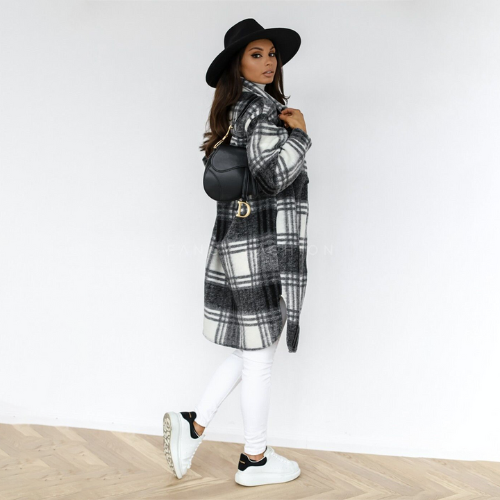 Luciana - Cappotto invernale lungo a quadri