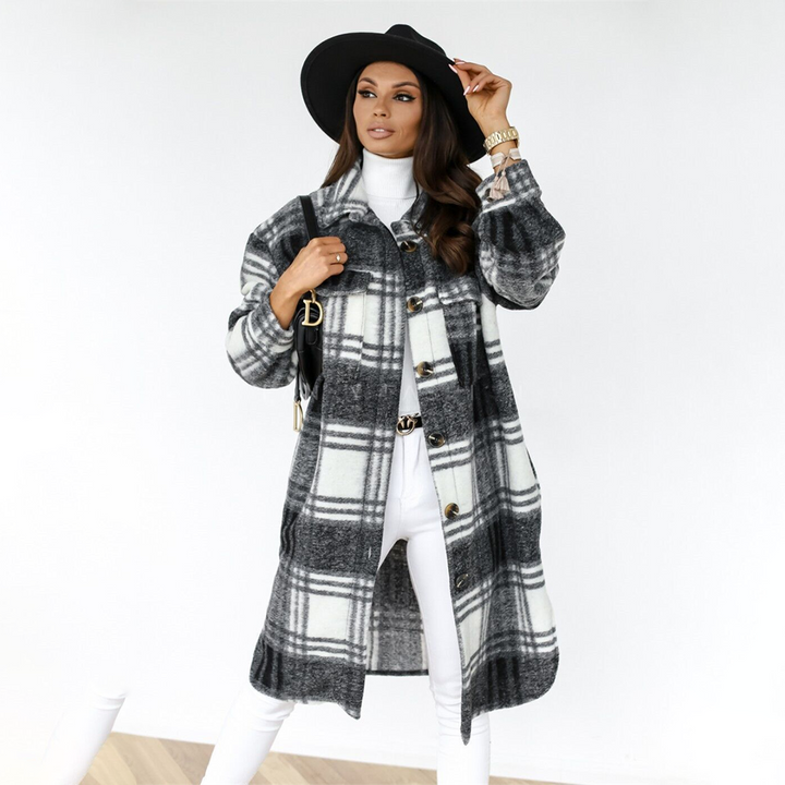 Luciana - Cappotto invernale lungo a quadri