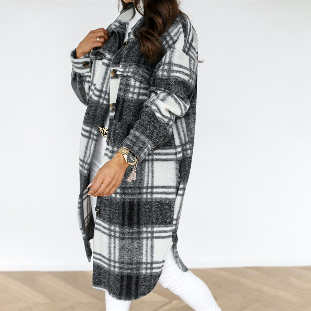 Luciana - Cappotto invernale lungo a quadri