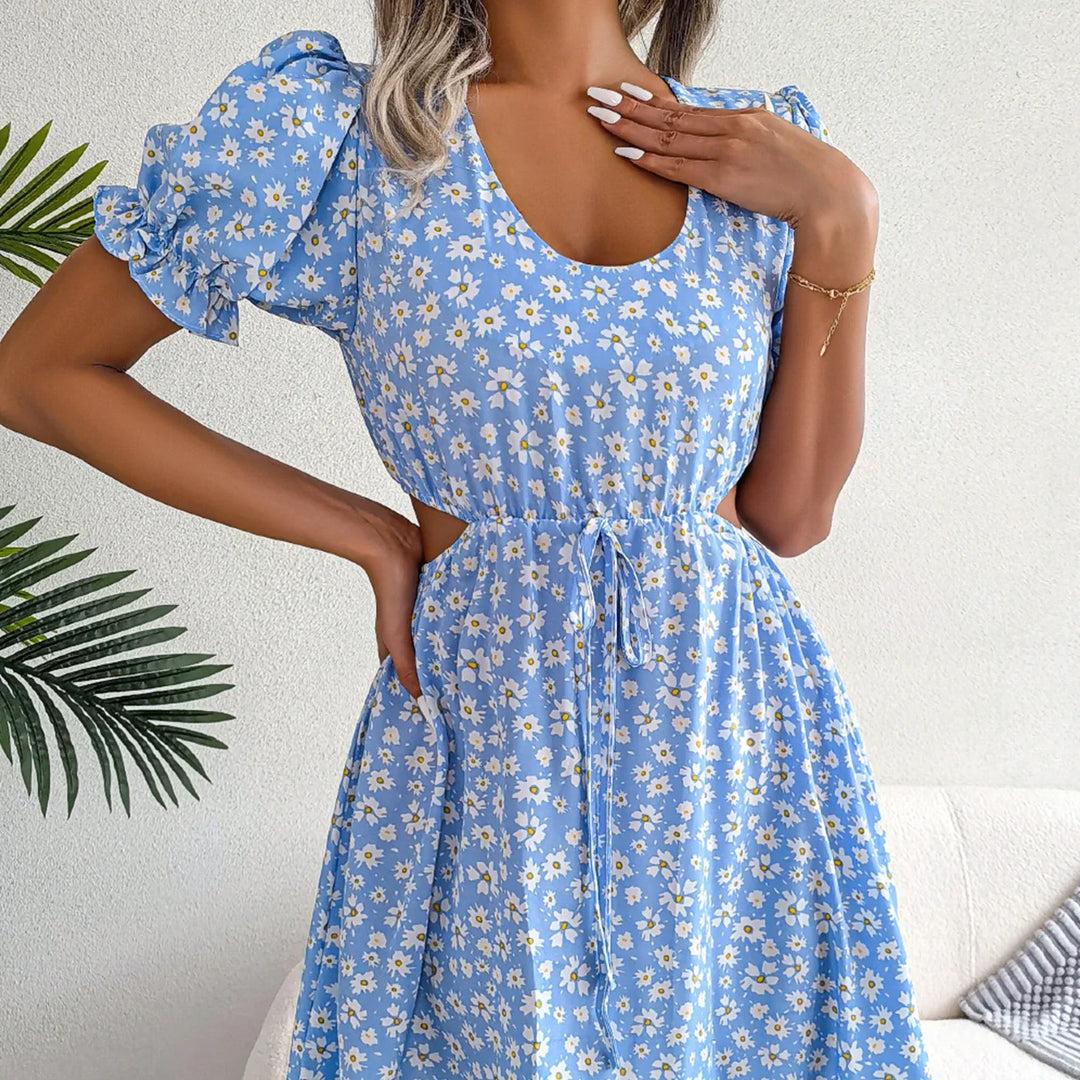 CLAIRE - Robe avec encolure carrée et laçage