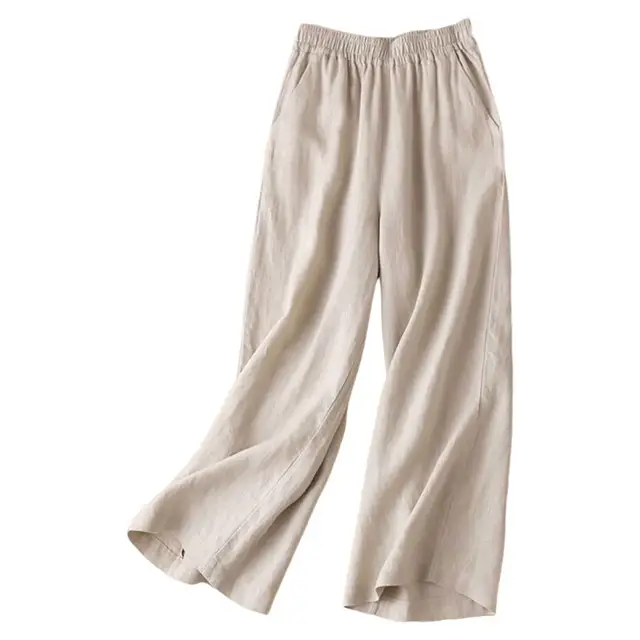 Lena - Pantalon large en lin et coton