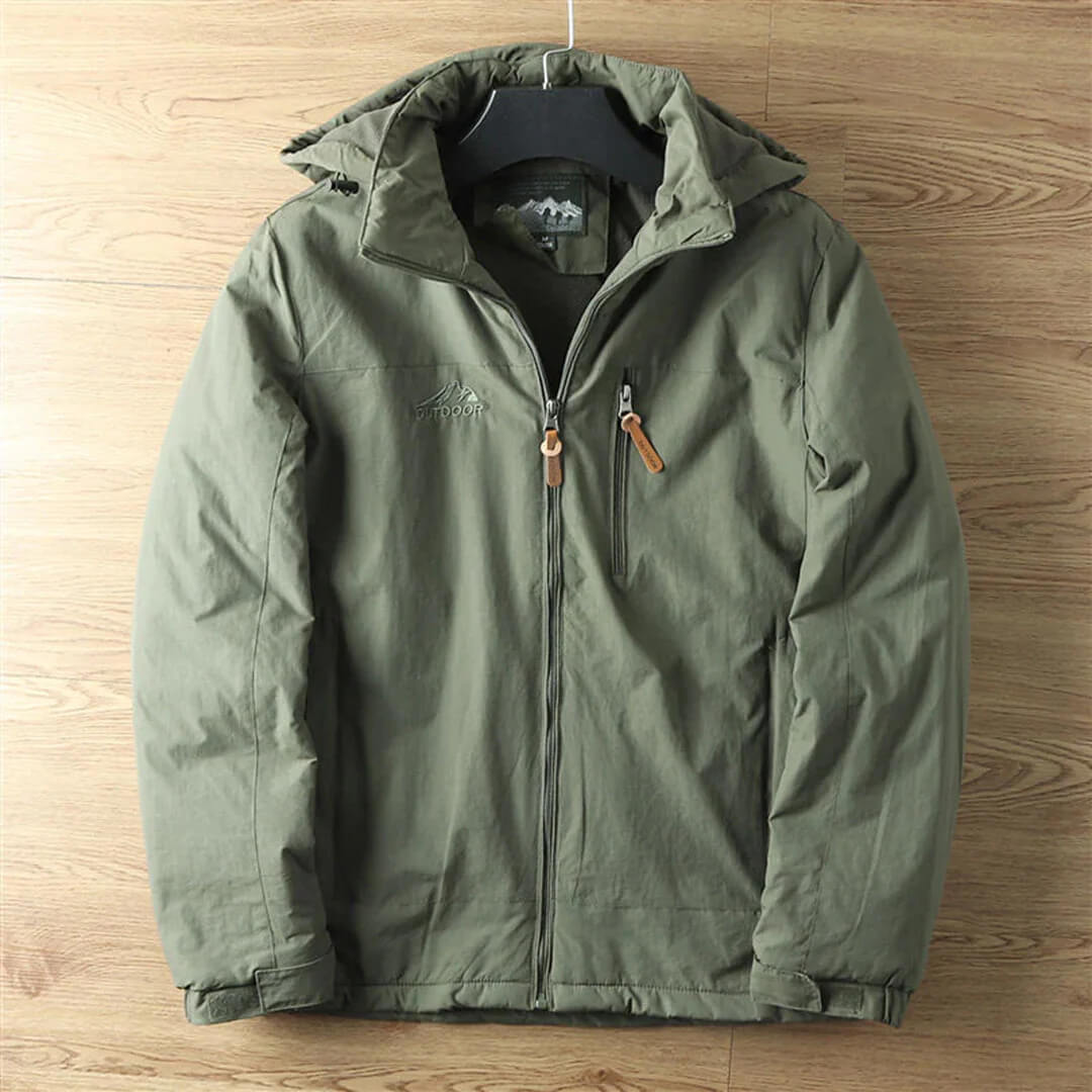 Herren Outdoorjacke mit Fleece-Innenfutter – Winddichte & Wasserabweisende Übergangsjacke mit Kapuze