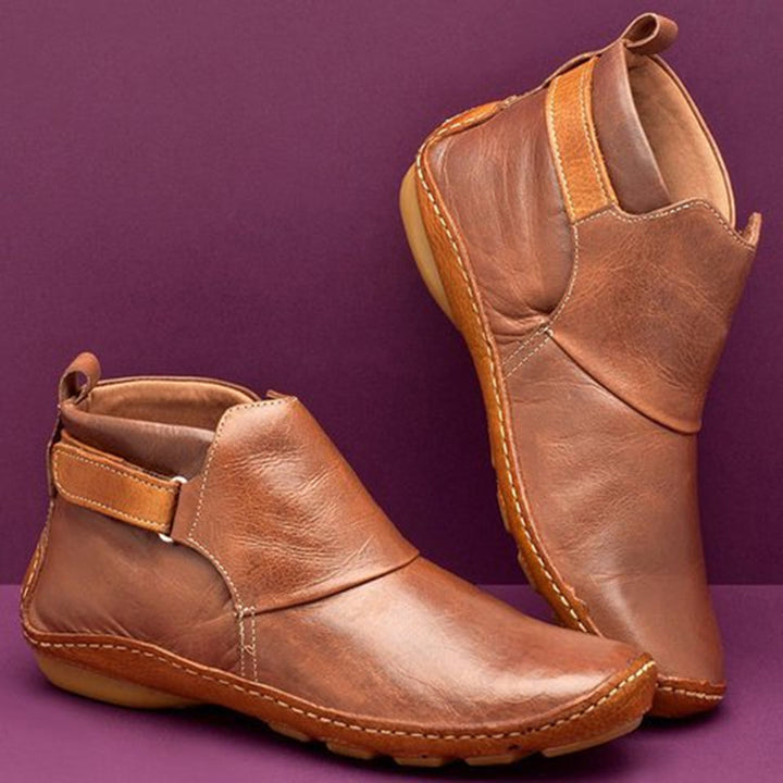 Bottines de loisirs pour hommes en cuir synthétique – Chaussures slip-on confortables avec fermeture à scratch et semelle flexible