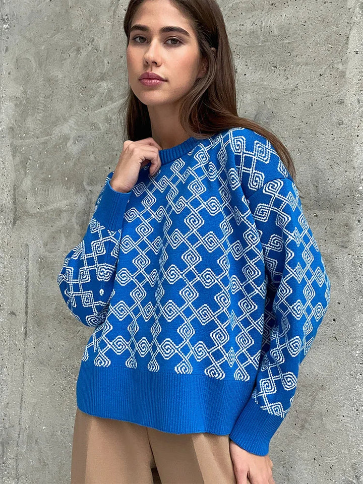 Maisie - Modny sweter z dzianiny z okrągłym dekoltem