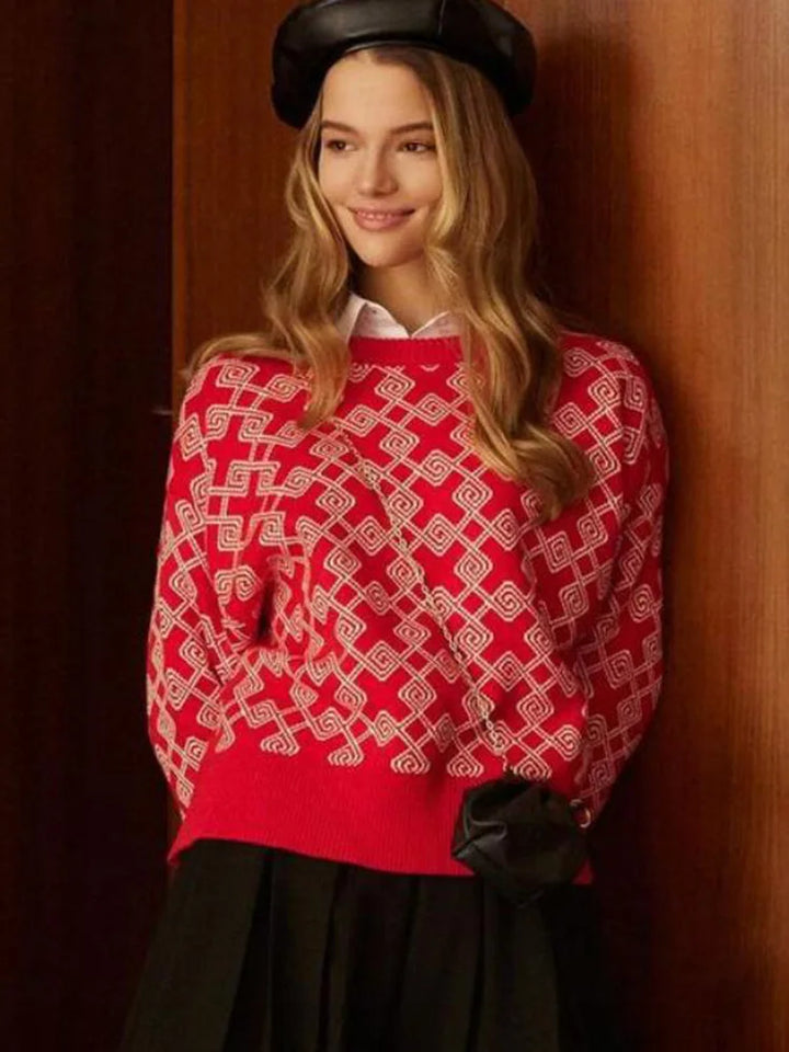 Maisie - Modny sweter z dzianiny z okrągłym dekoltem