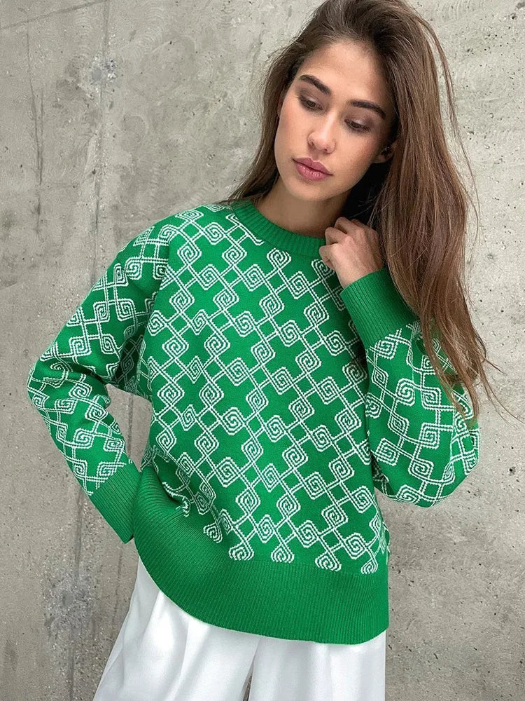 Maisie - Modny sweter z dzianiny z okrągłym dekoltem