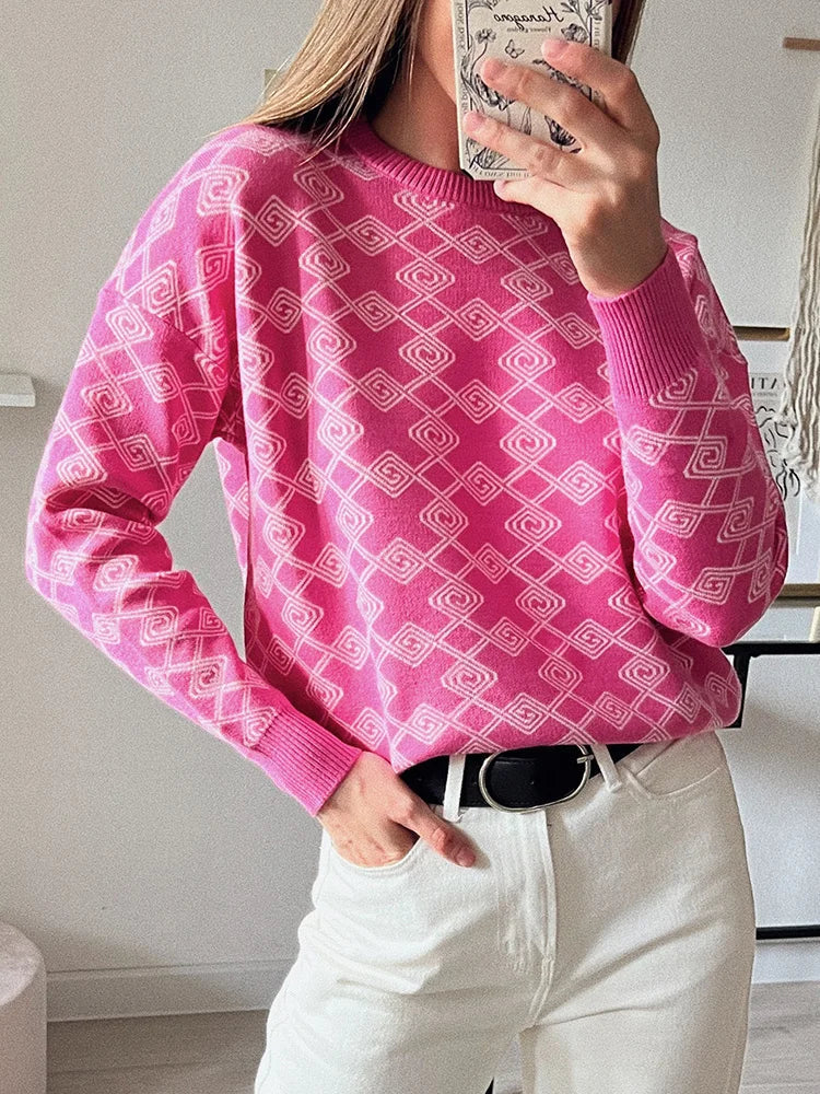 Maisie - Modny sweter z dzianiny z okrągłym dekoltem