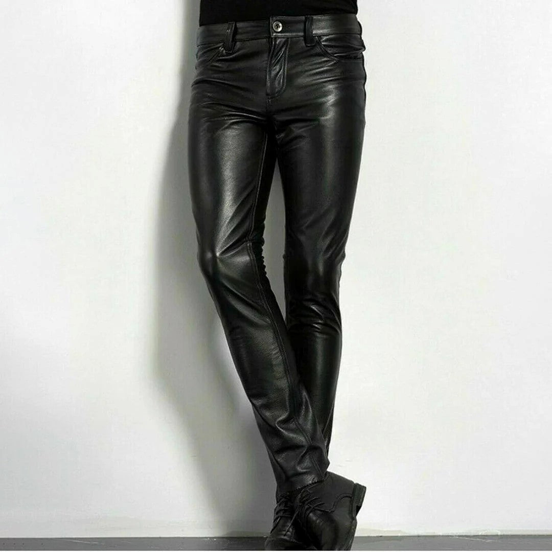 Herbert - Pantalon - Chic - Cuir synthétique noir Matériau luxueux - Idéal pour affaires pour hommes