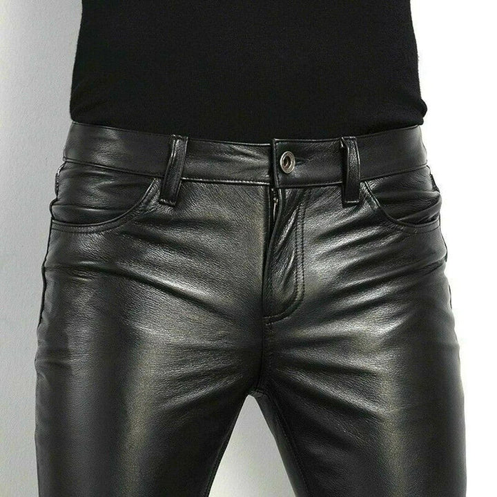Herbert - Pantalon - Chic - Cuir synthétique noir Matériau luxueux - Idéal pour affaires pour hommes