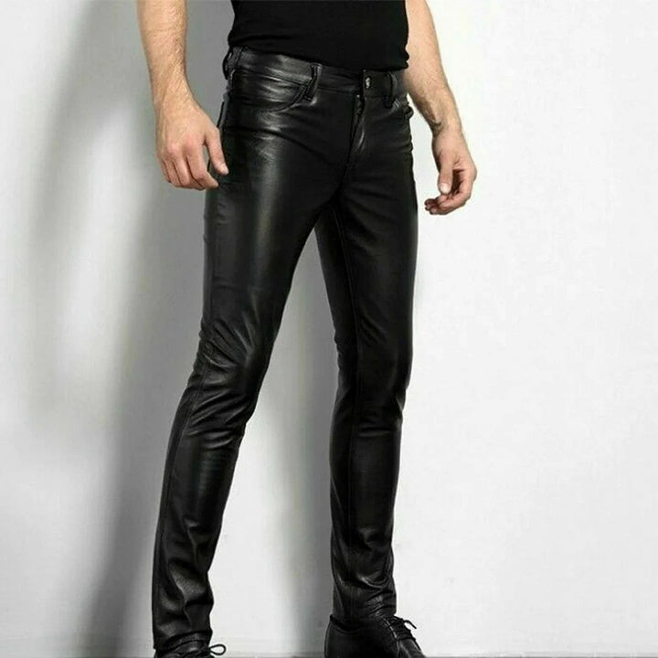 Herbert - Pantalon - Chic - Cuir synthétique noir Matériau luxueux - Idéal pour affaires pour hommes