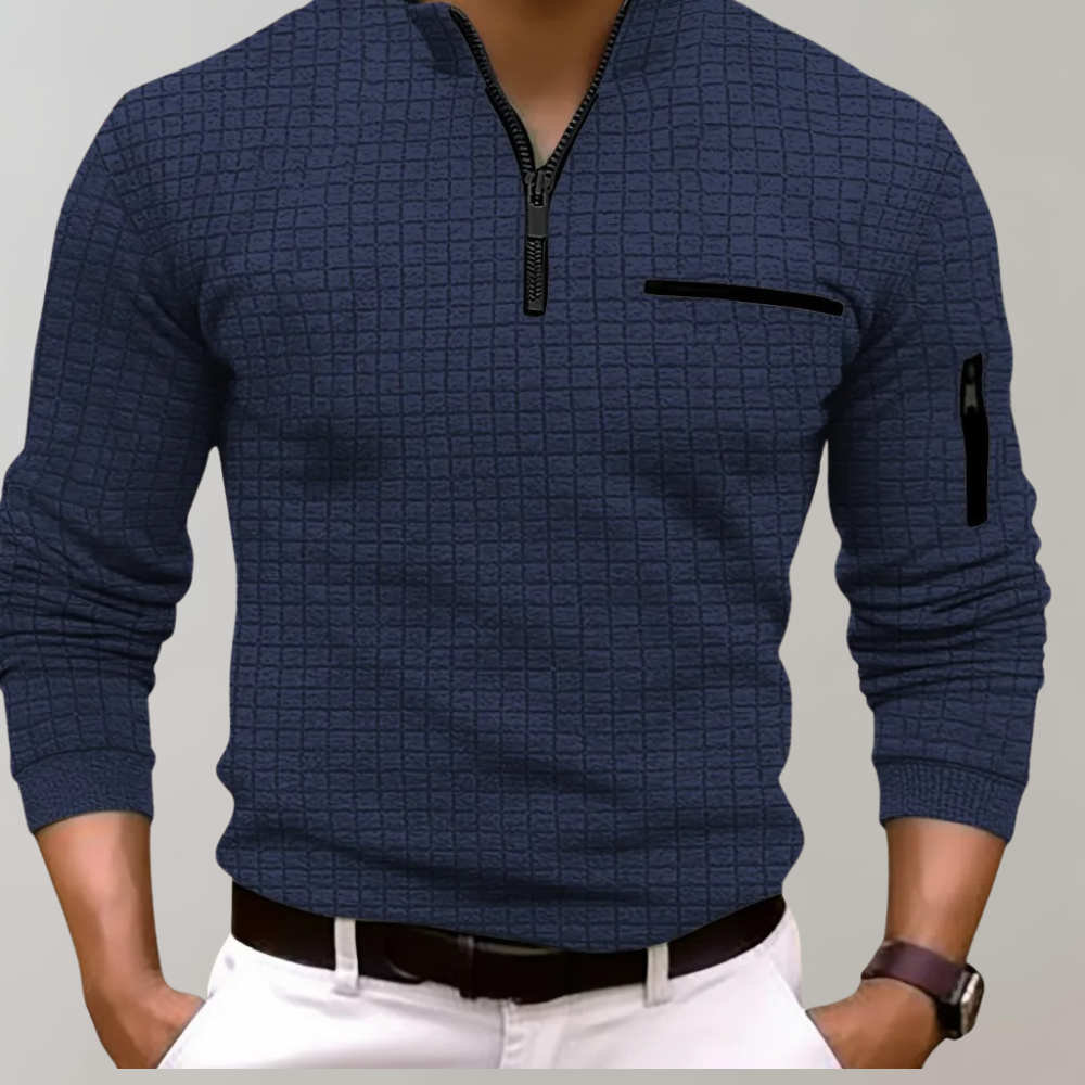 Polo à manches longues pour homme en coton – Polo classique pour loisirs, bureau et période de transition
