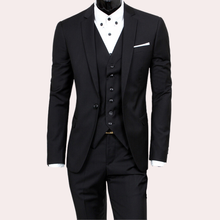 Costume élégant 3 pièces pour homme – Veste slim fit, gilet & pantalon pour affaires, mariage & occasions spéciales