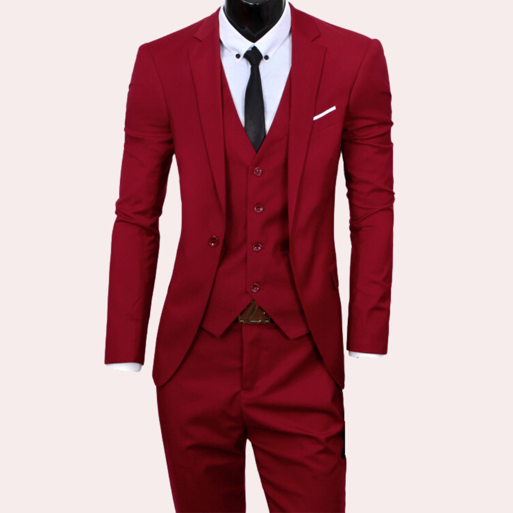 Costume élégant 3 pièces pour homme – Veste slim fit, gilet & pantalon pour affaires, mariage & occasions spéciales